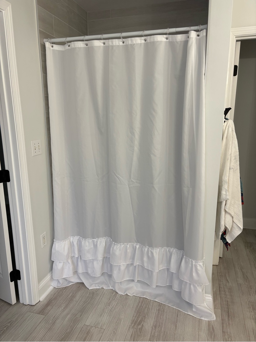White Ruffled Shower Curtain - Picture 2 of 2
